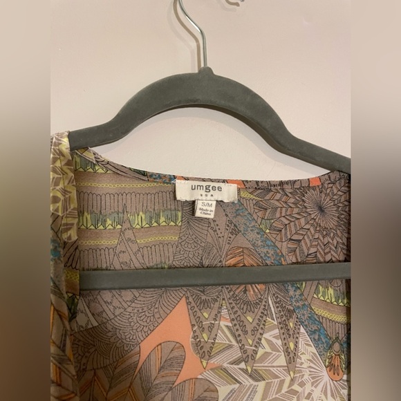 Umgee Brown and Colorful Shaw With Pom Fringe - Picture 3 of 4